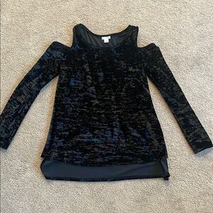 BP Black Velvet Cold Shoulder Sweater